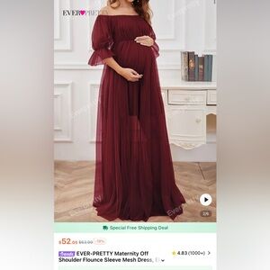 Elegant Burgundy maternity Gown photoshoot